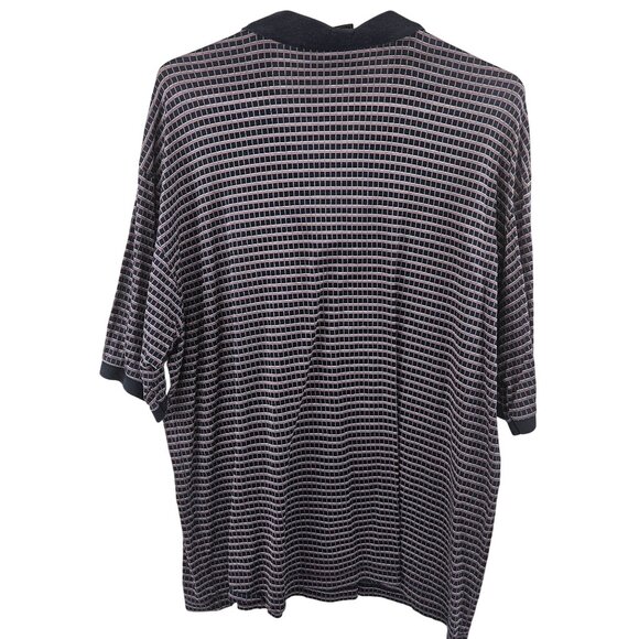 Bobby Jones Polo Shirt Mens Large Golf Striped Pattern Navy Red Short Sleeve - Picture 6 of 6